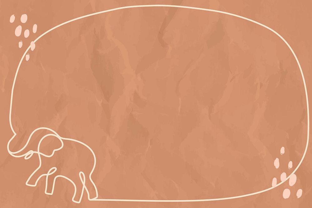 Minimal elephant frame psd, brown background
