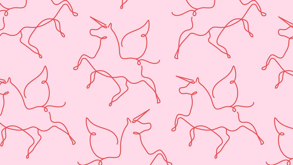 Pink unicorn HD wallpaper, line art pattern animal design