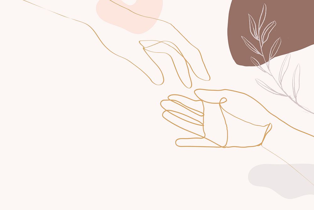 Hand & botanical line art abstract background psd 