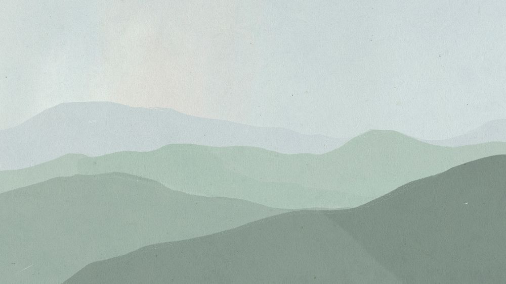 Green mountain clouds illustration, minimal aesthetics