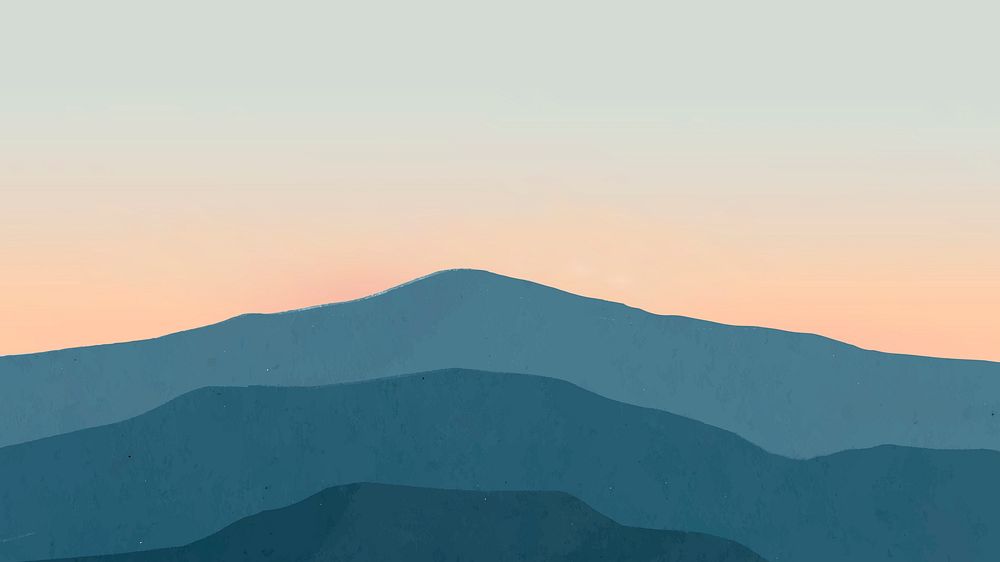 Sunrise mountain desktop wallpaper vector, minimal aesthetics