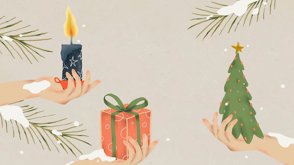 Winter holiday computer wallpaper, Christmas celebration illustration vector