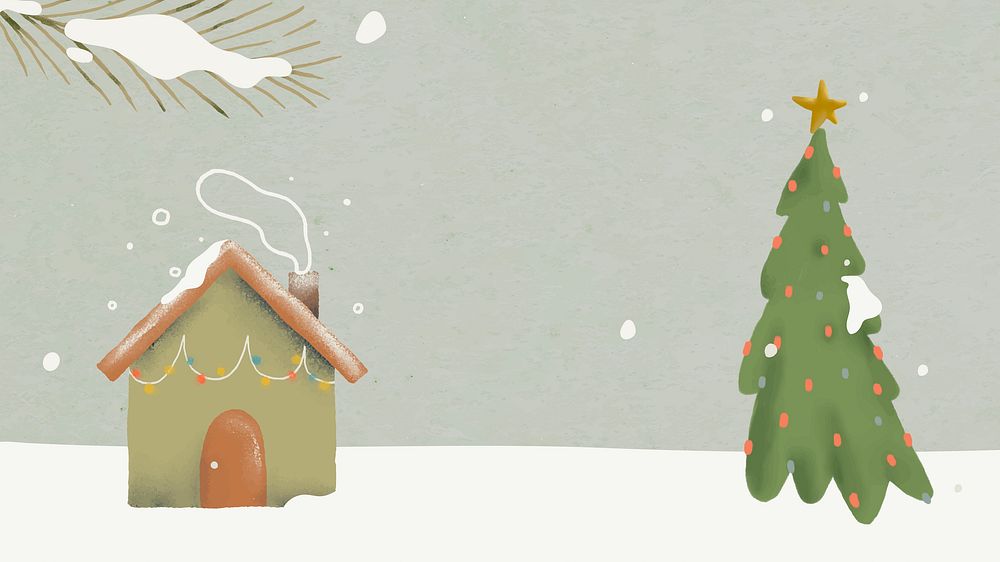 Christmas tree desktop wallpaper, cute winter holidays pattern illustration vector