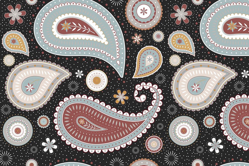 Indian paisley background, abstract floral pattern in earth tone vector
