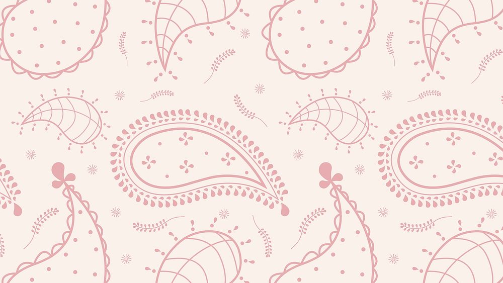 Pink paisley compute wallpaper, abstract pattern, Indian traditional design