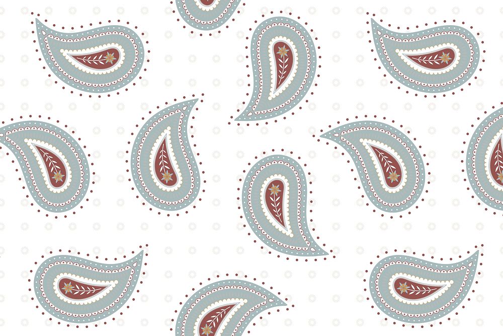 Simple paisley background, Indian mandala pattern in white vector