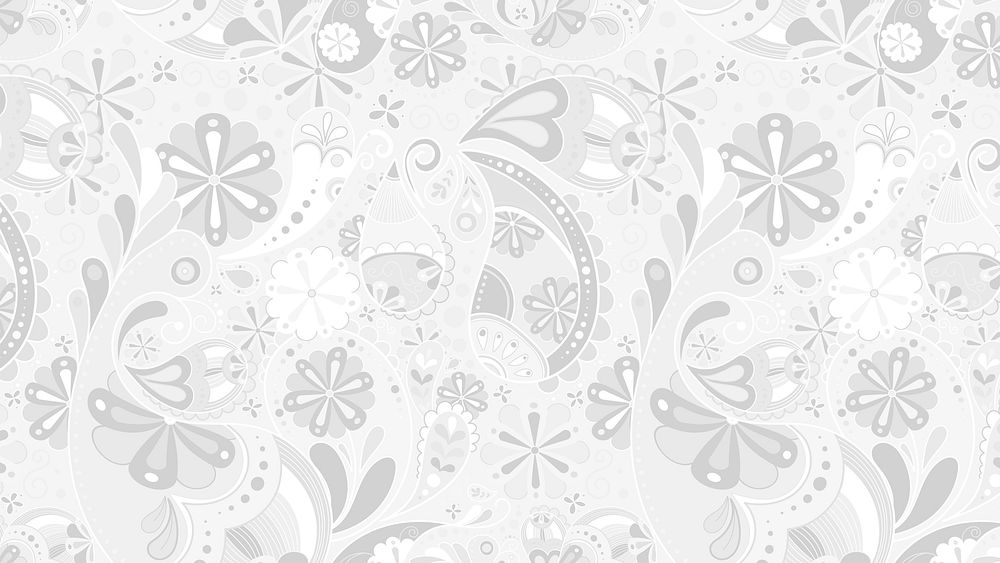White Indian paisley desktop wallpaper, traditional pattern background