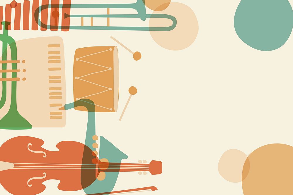 Orange aesthetic background, musical instrument frame in retro design vector