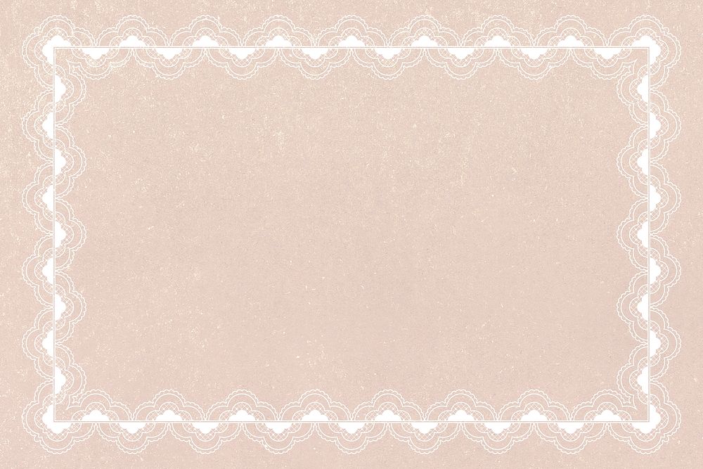 Vintage lace frame background, beige crochet design psd