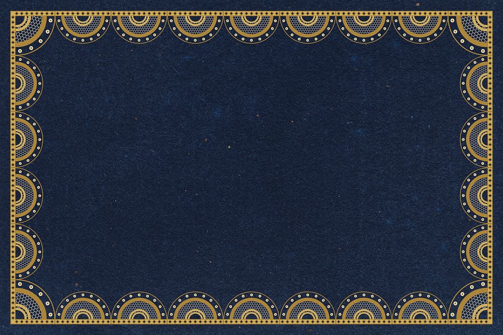 Lace frame background, dark blue vintage fabric design psd