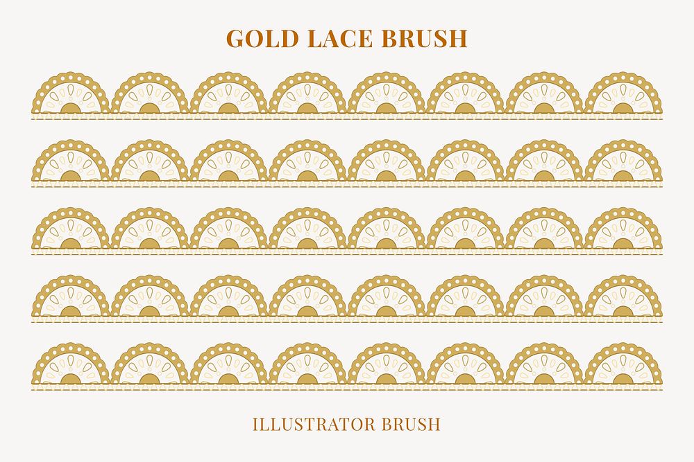 Vintage lace pattern brush, gold feminine crochet border vector, compatible with AI