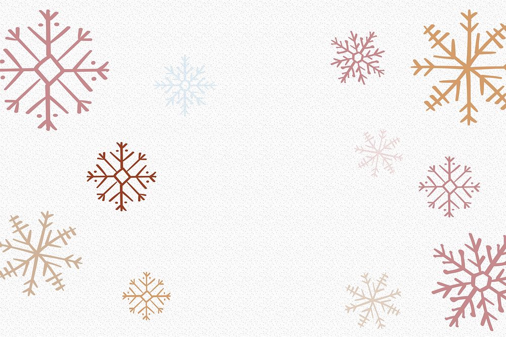 Winter snowflake background, Christmas aesthetic doodle in white vector