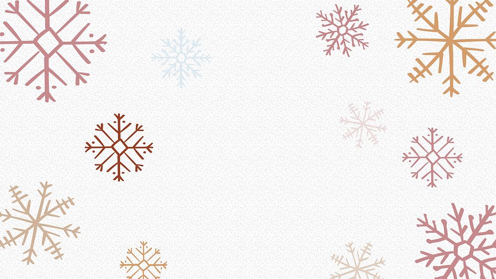 Winter snowflake desktop wallpaper, aesthetic Christmas doodle vector