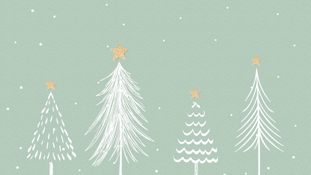 Aesthetic Christmas HD wallpaper, winter doodle in green vector
