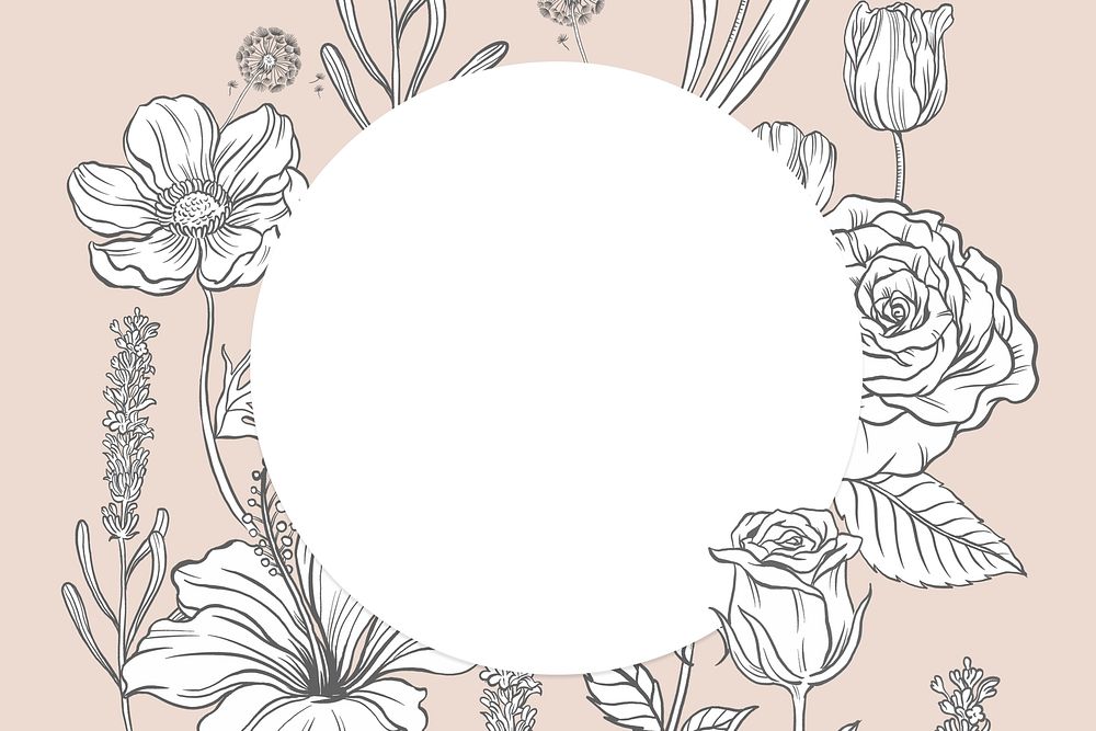 Aesthetic flower frame background, vintage botanical in beige psd