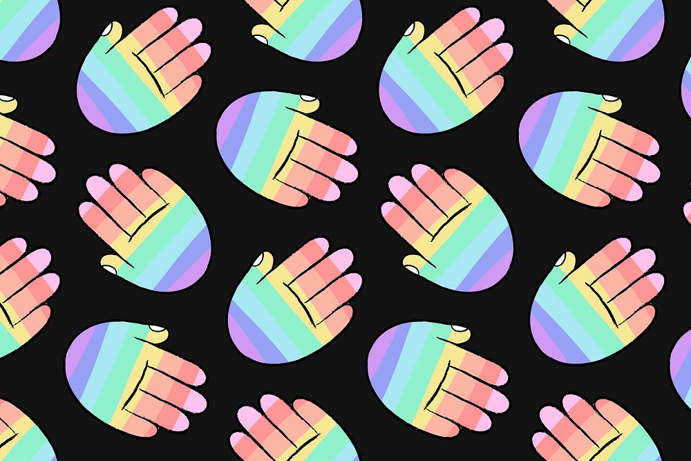 LGBTQ+ rainbow background, hand doodle pattern vector
