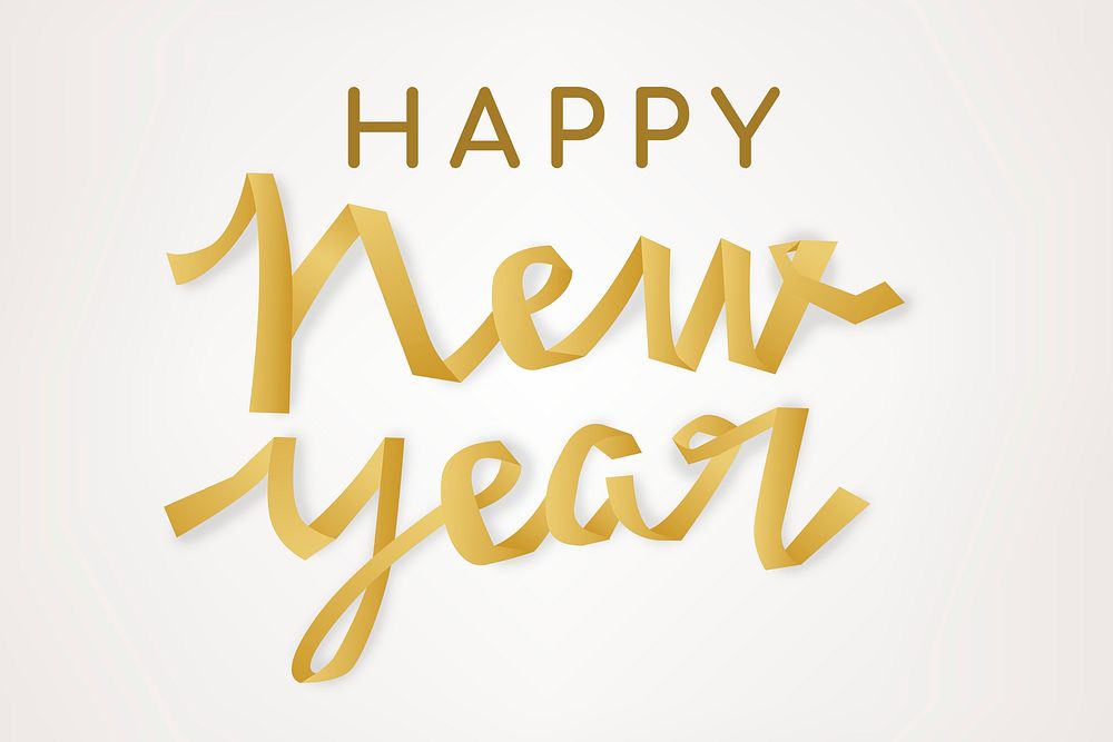 Happy New Year background psd, gold holiday greeting typography