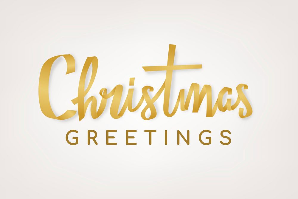 Christmas greetings background psd, gold holiday typography