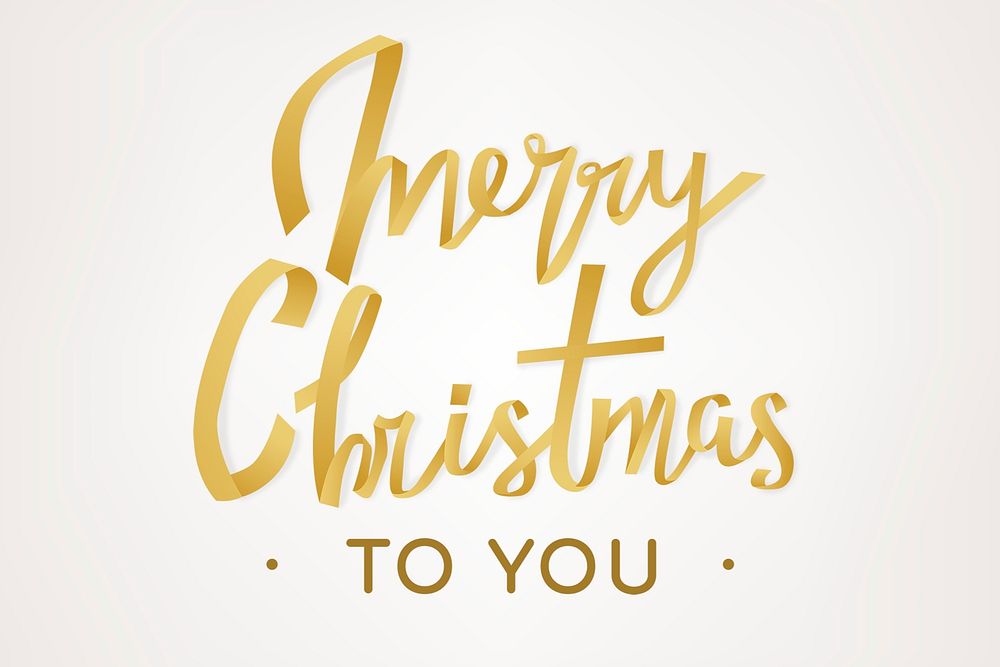 Merry Christmas background psd, gold holiday greeting typography