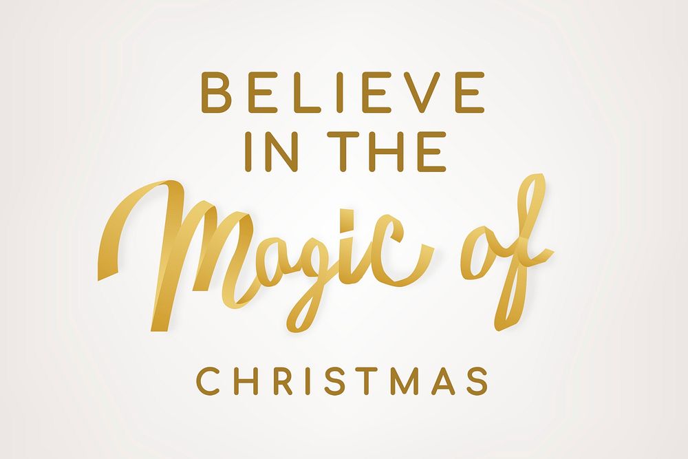 Magical Christmas background psd, gold holiday greeting typography