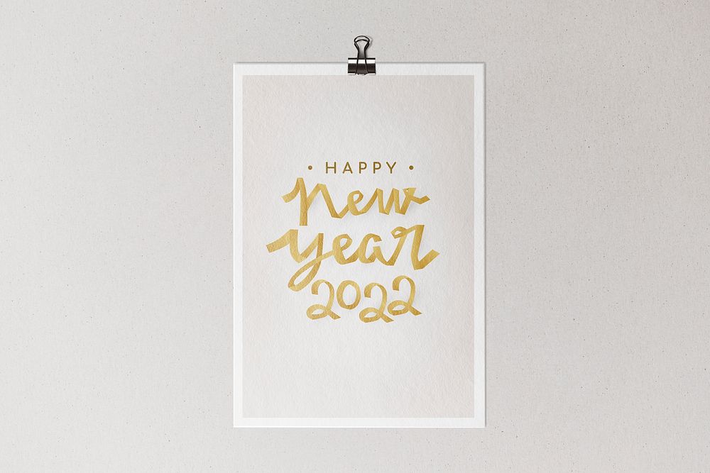 Happy new year 2022 typography on a wall poster