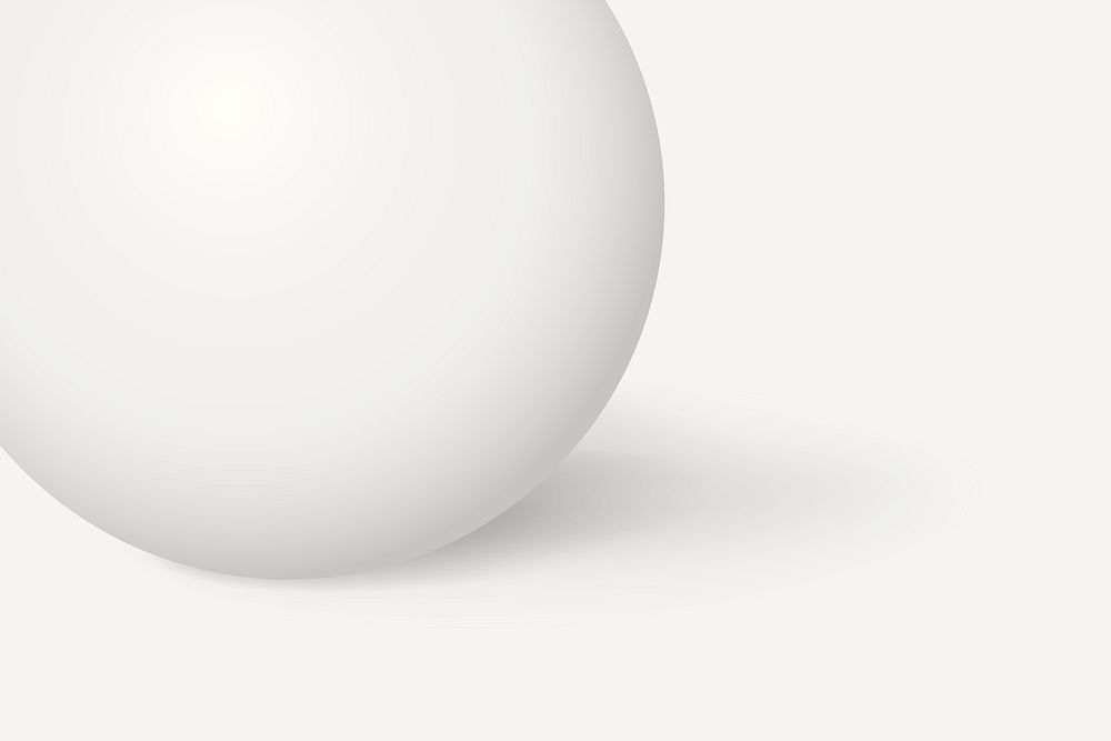 White minimal background, 3D sphere, geometric shape vector