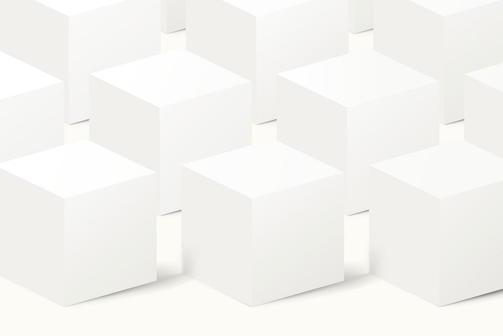 Minimal cube pattern background, white 3D geometric shape psd