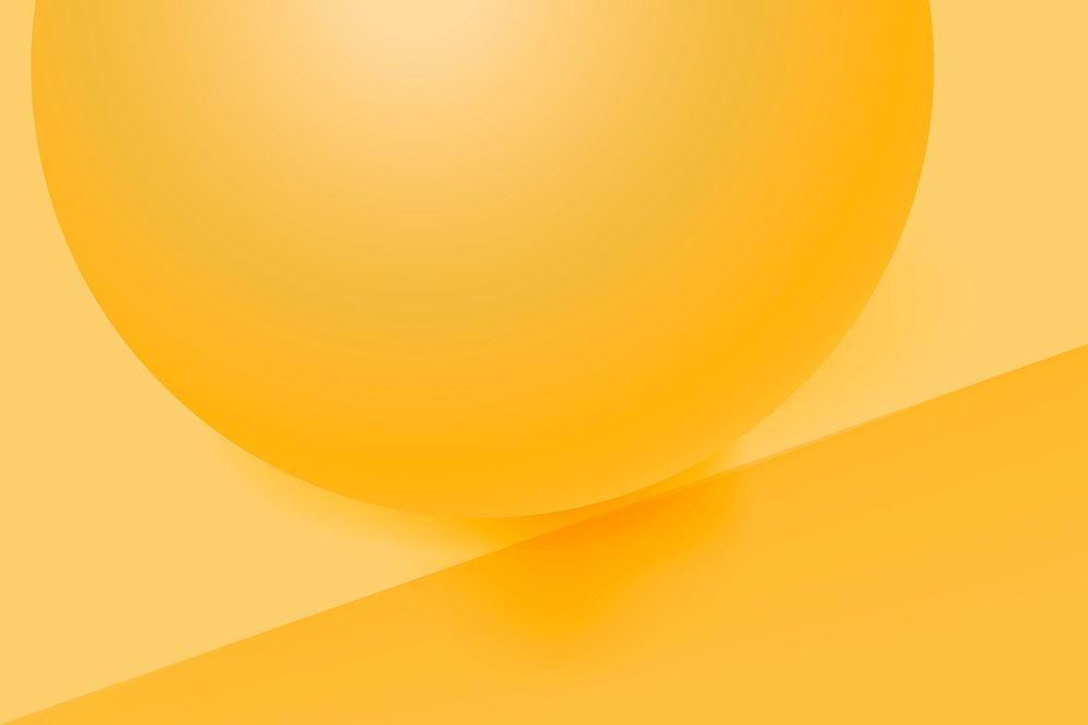 Yellow sphere background, 3D geometric shape psd