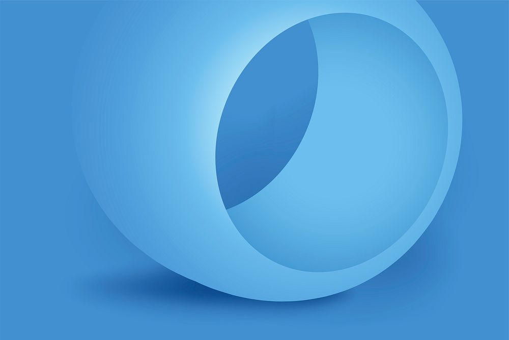 Blue aesthetic background, geometric circular shape in 3D vector
