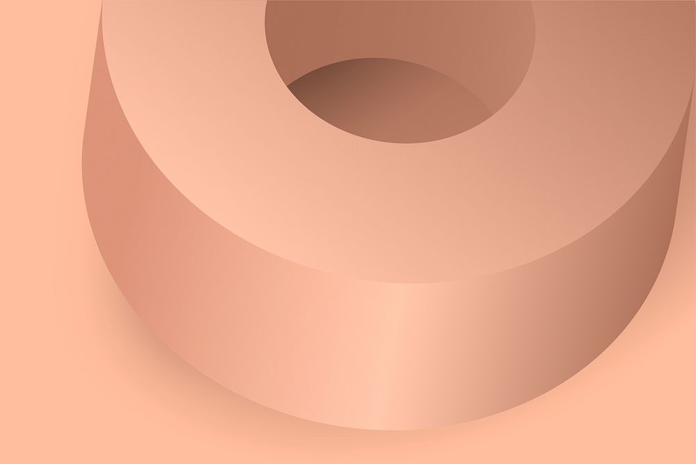 Copper aesthetic background, geometric circular shape in 3D psd