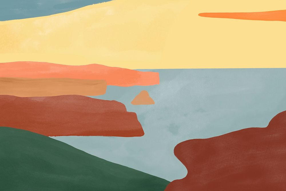 Nature seaside scenery watercolor background psd