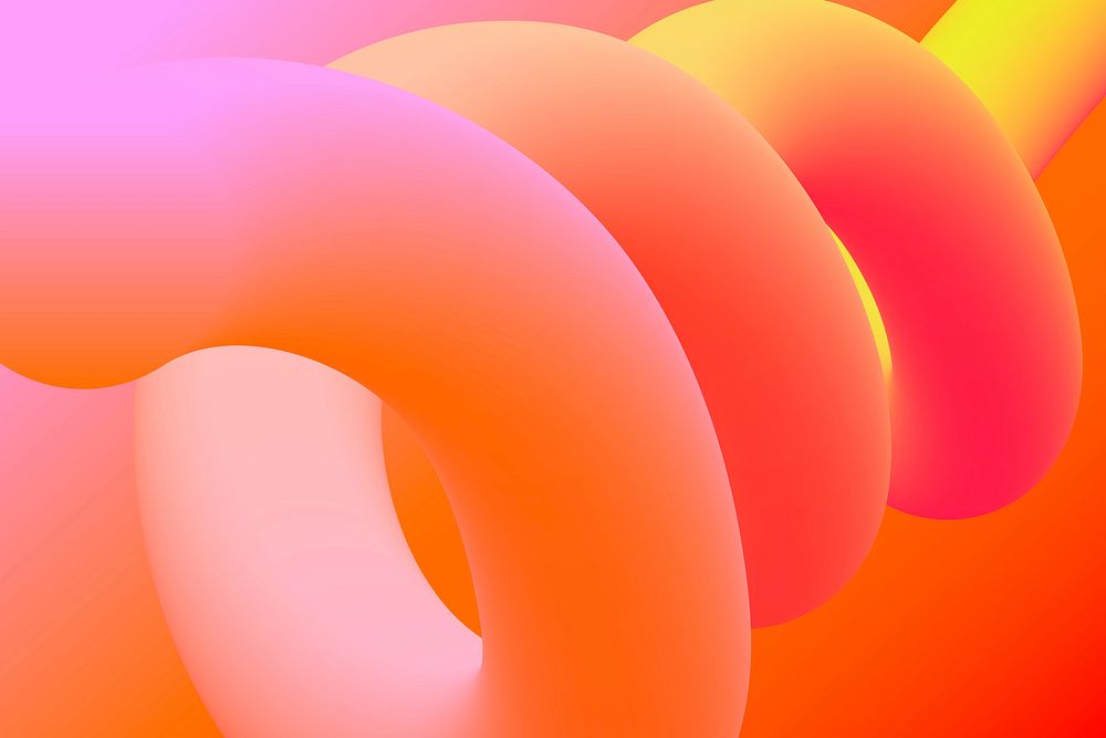 Orange 3D gradient background, colorful fluid shapes vector