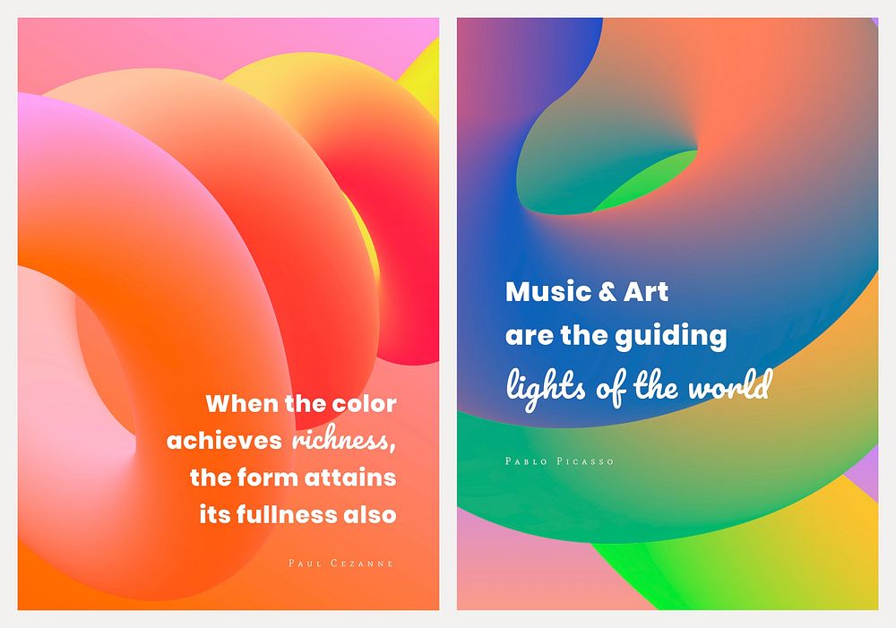 Color aesthetic banner template, gradient fluid design with inspirational quote vector set