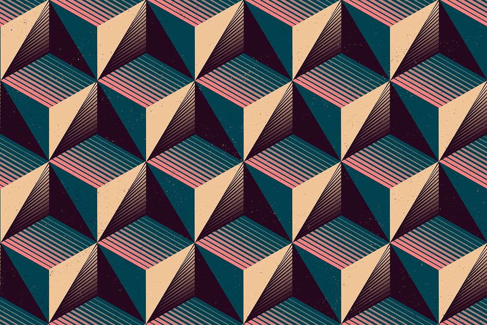 Geometric pattern background, repeated dimensional shapes design