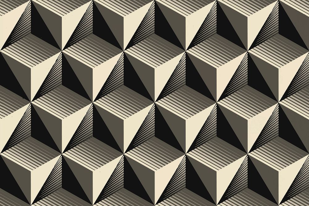 Geometric 3d cube pattern background, repeated tetrahedron shapes design vector