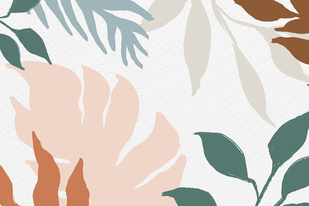 Vintage botanical background, pastel leaf illustration 