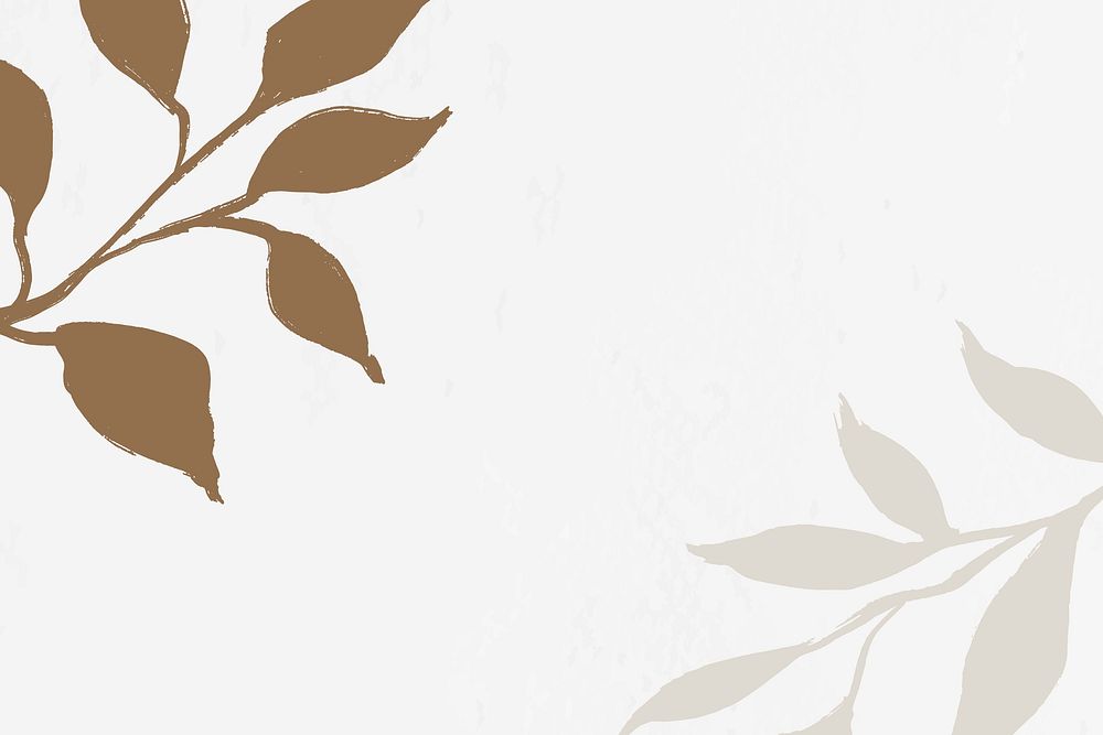 Minimal leaf background, beige botanical illustration vector