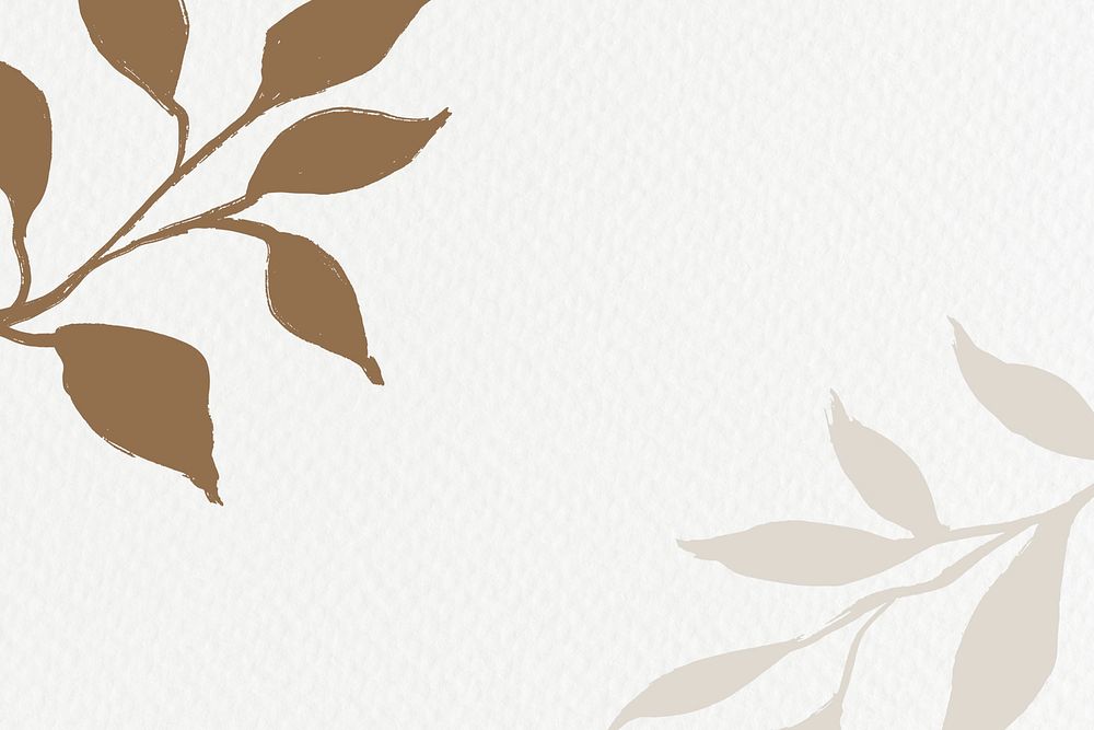 Minimal leaf background, beige botanical illustration psd