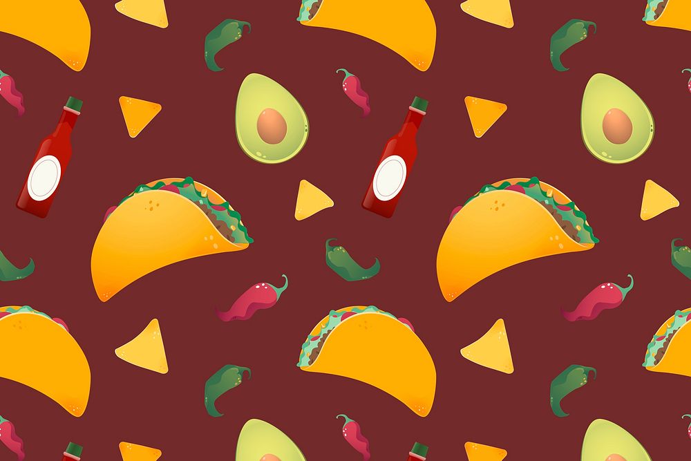 Mexican food seamless pattern background, vibrant colorful design vector