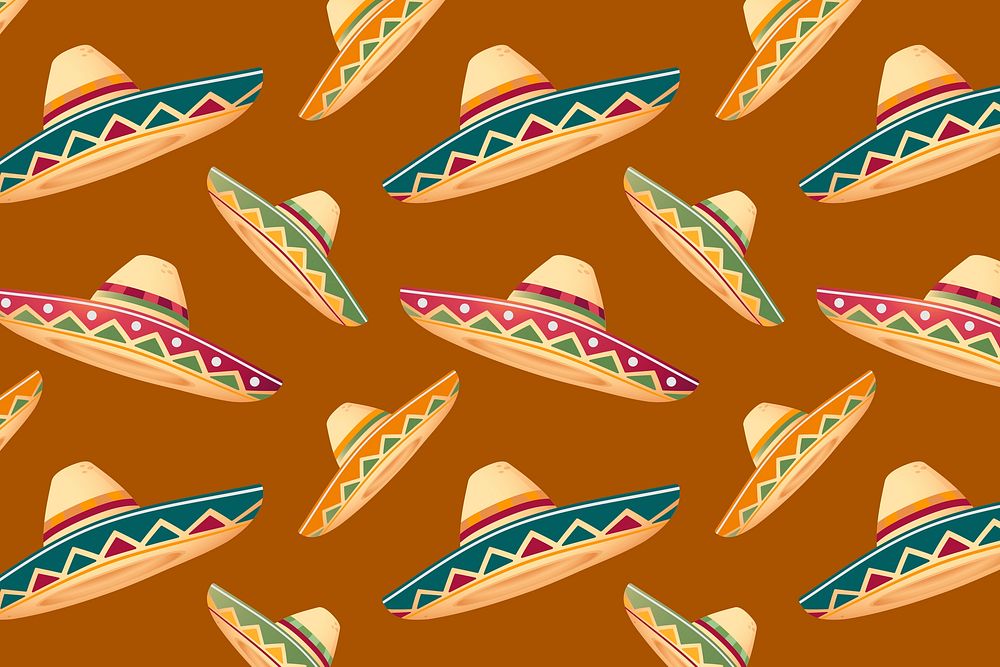 Mexican hat pattern background, Sombrero doodles