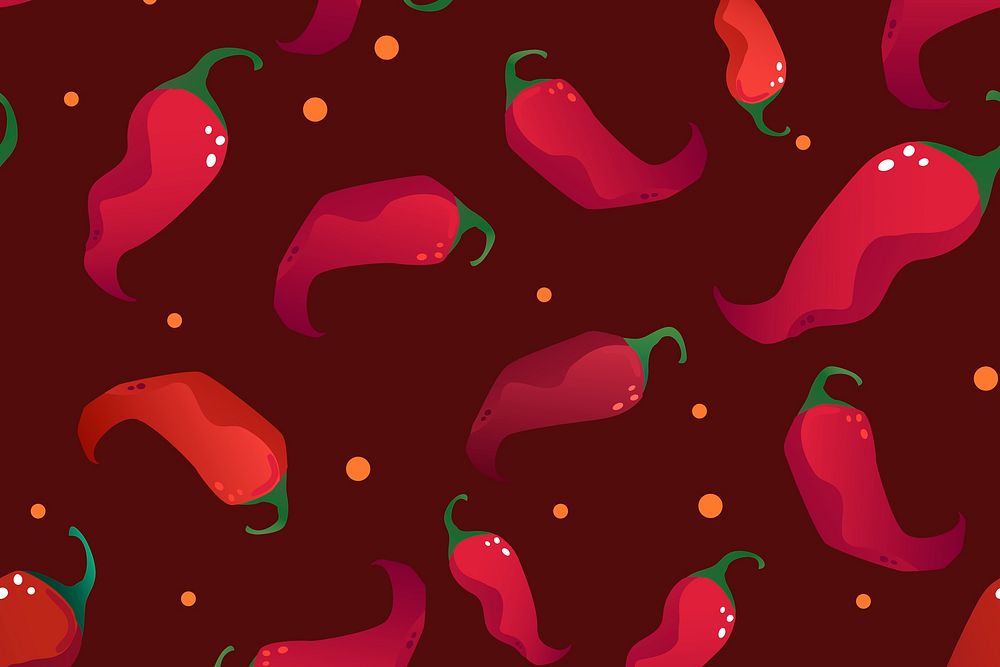 Red chili pattern background, Mexican doodles