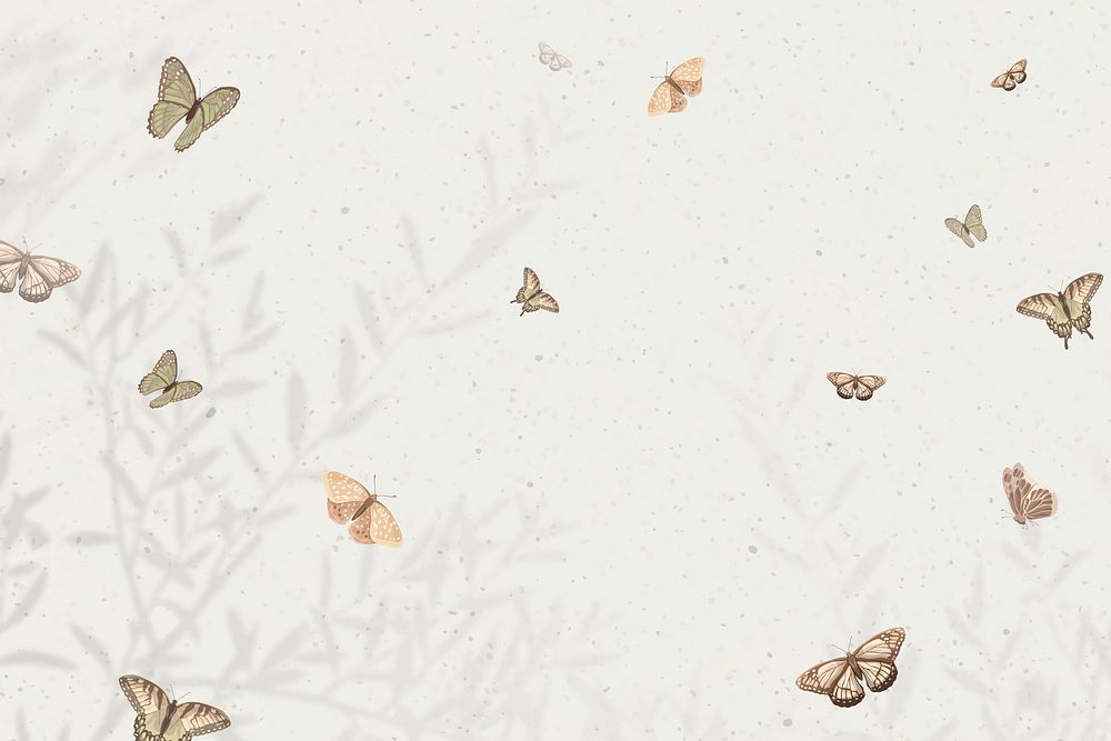 Feminine butterfly background, aesthetic watercolor design vector
