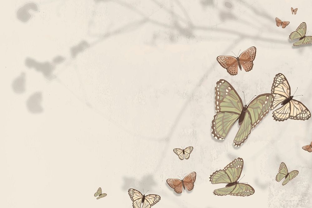 Cute butterfly background, aesthetic watercolor design psd