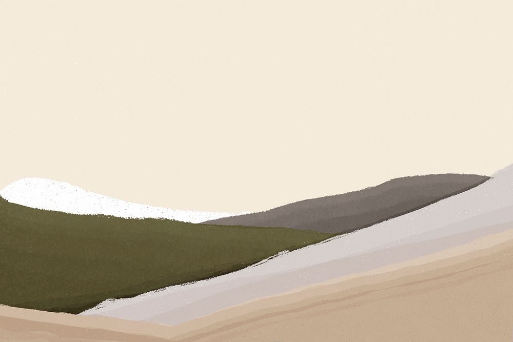 Aesthetic landscape background, green border, crayon texture psd