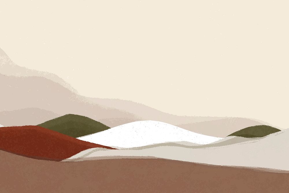 Abstract landscape background, beige chalk texture, nature illustration vector