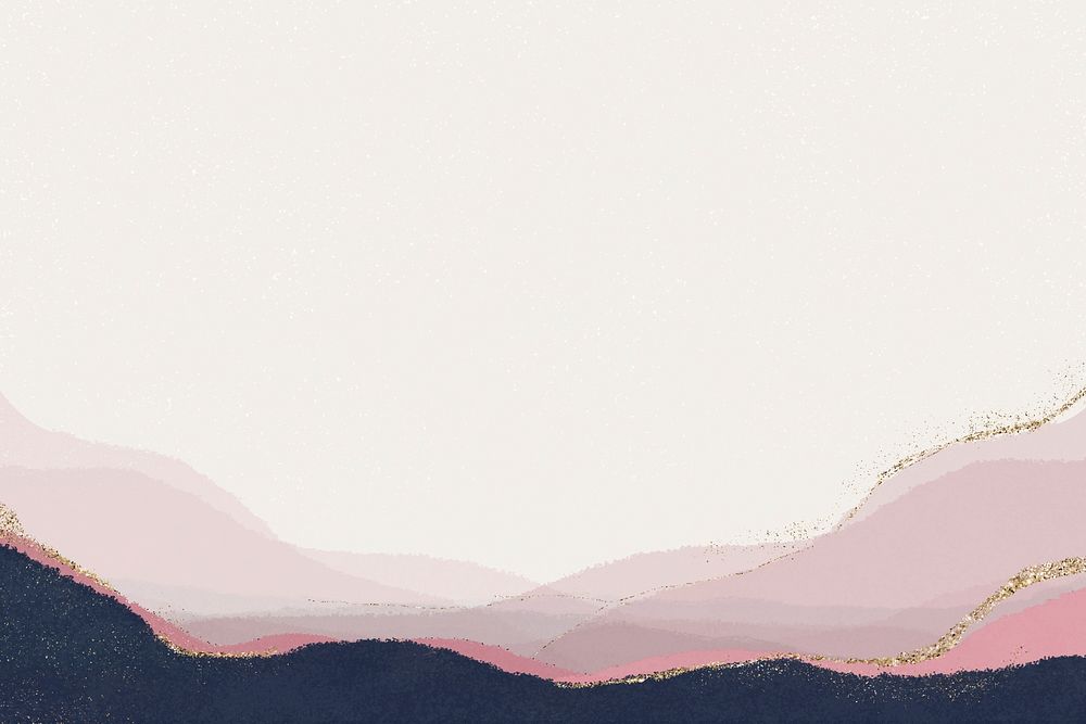Aesthetic pink background, glittery border nature landscape psd