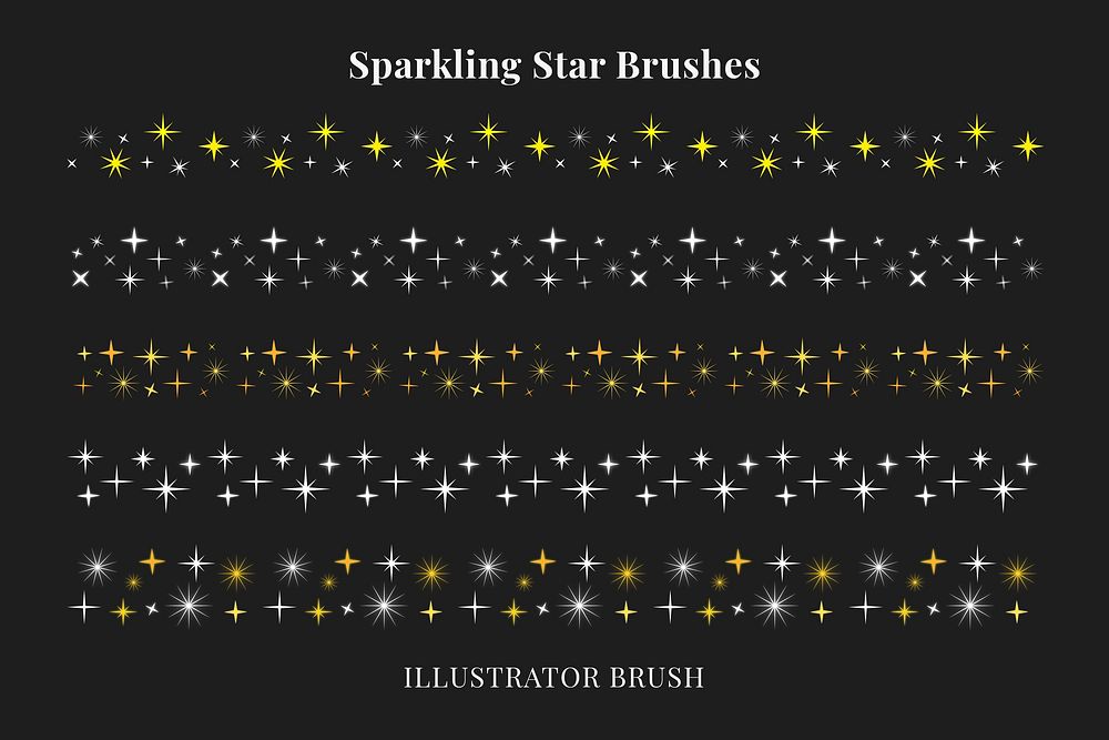 Glittering star pattern illustrator brush, festive vector add-on set