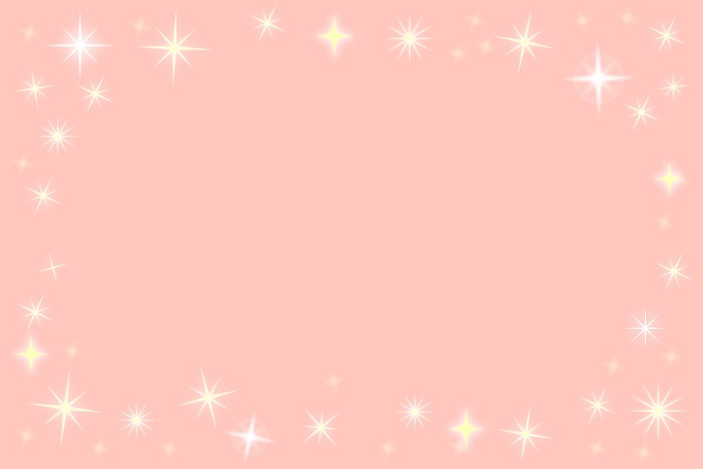 White stars frame, pink background, cute festive design borders psd