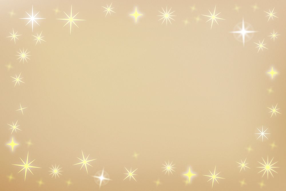 Gold stars frame background, festive design borders psd