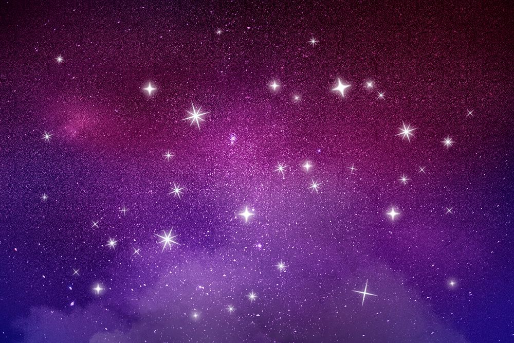 Night sky background, aesthetic sparkling dark purple design psd